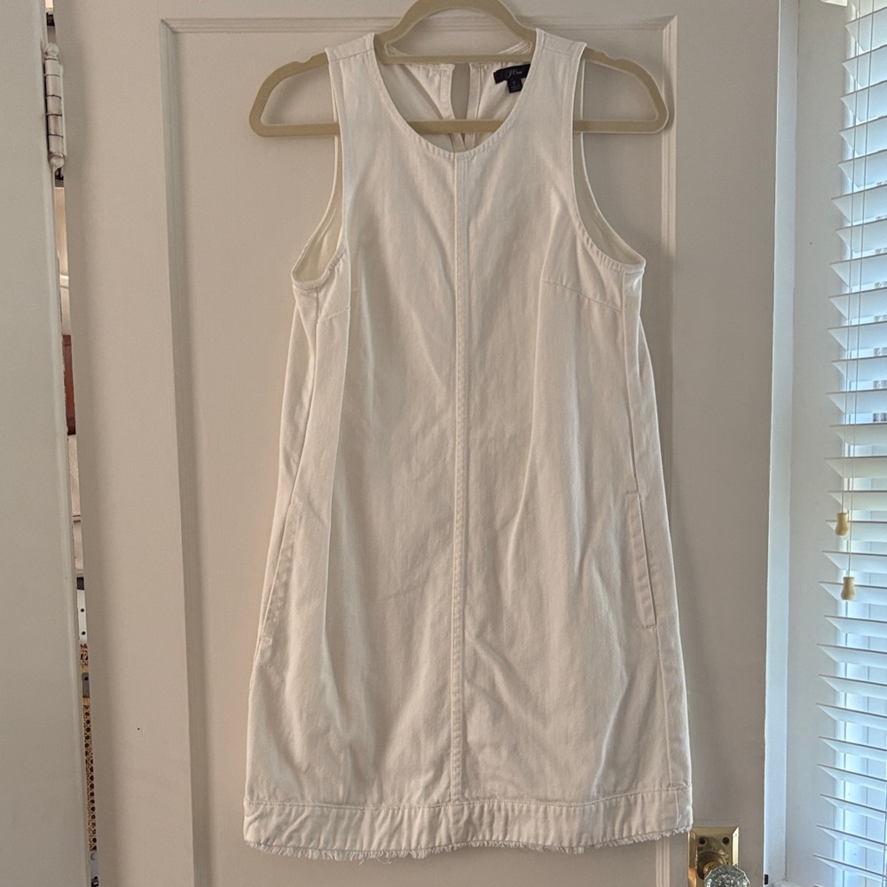J Crew White Sleeveless Denim Mini Dress